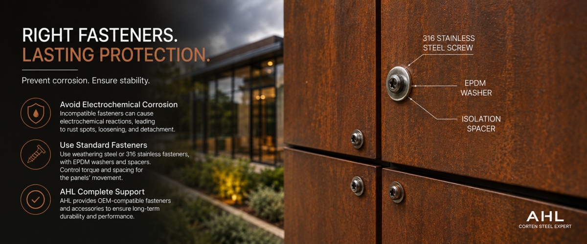 Use of Incompatible Fasteners with Corten Steel Siding